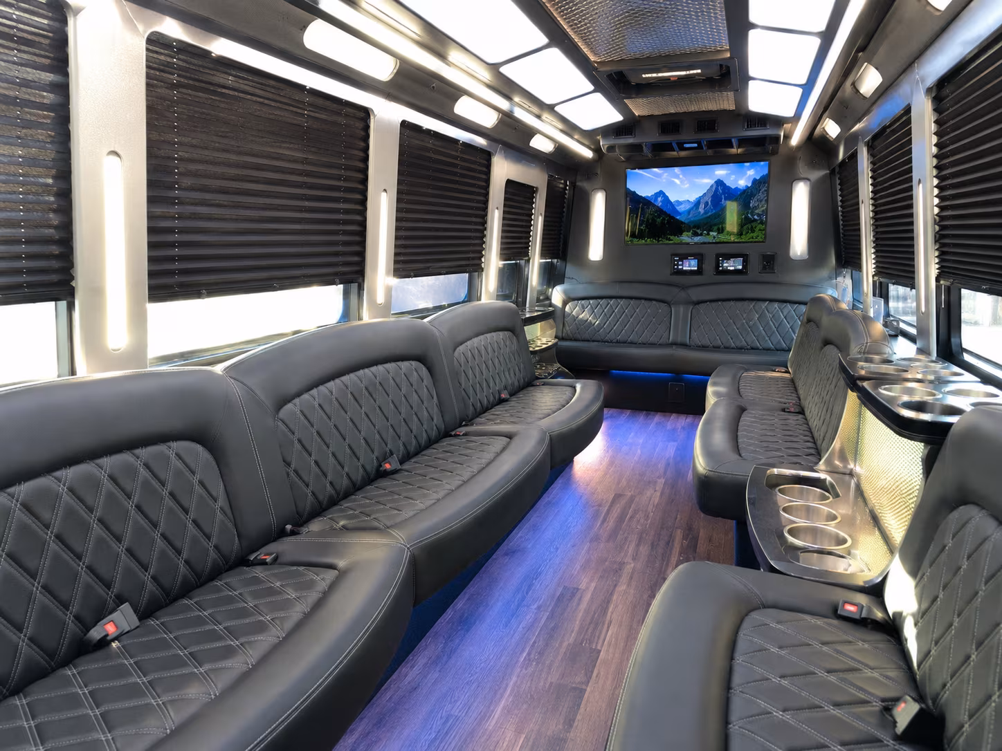 Interior of a party bus rental serving Chandler