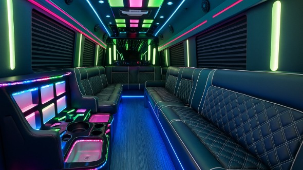 Interior of Charter Bus Company Mesa's 20 Passenger Party Bus in Mesa