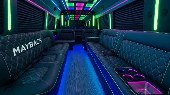 Interior of Charter Bus Company Gilbert's 30 Passenger Party Bus in Gilbert
